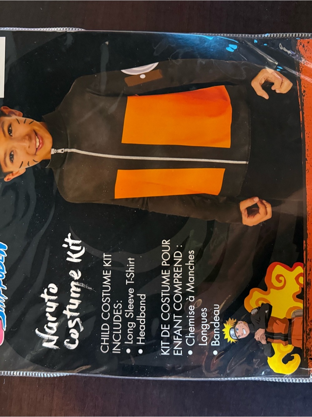 Kids Anime-Inspired Zipper Hoodie Costume - Black & Orange